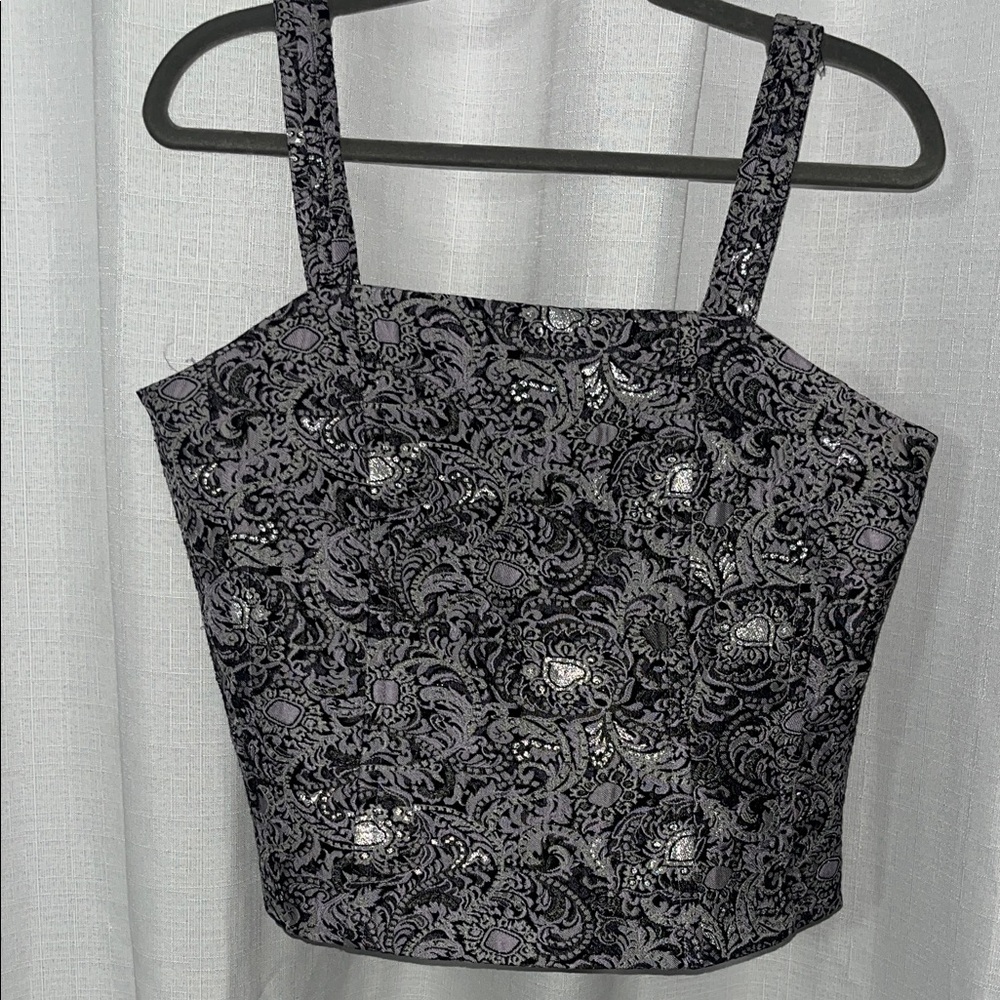 Silkland | Purple metallic statement top
